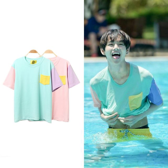 Bts V Taehyung Cute Patchwork T Shirt 2 Colors