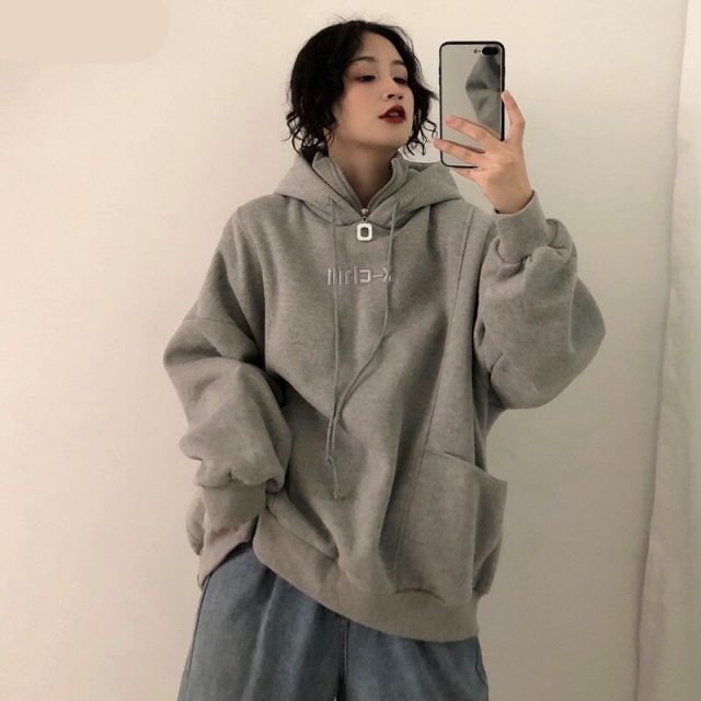  Korean  Street  Fashion Oversize  Soft Hoodie